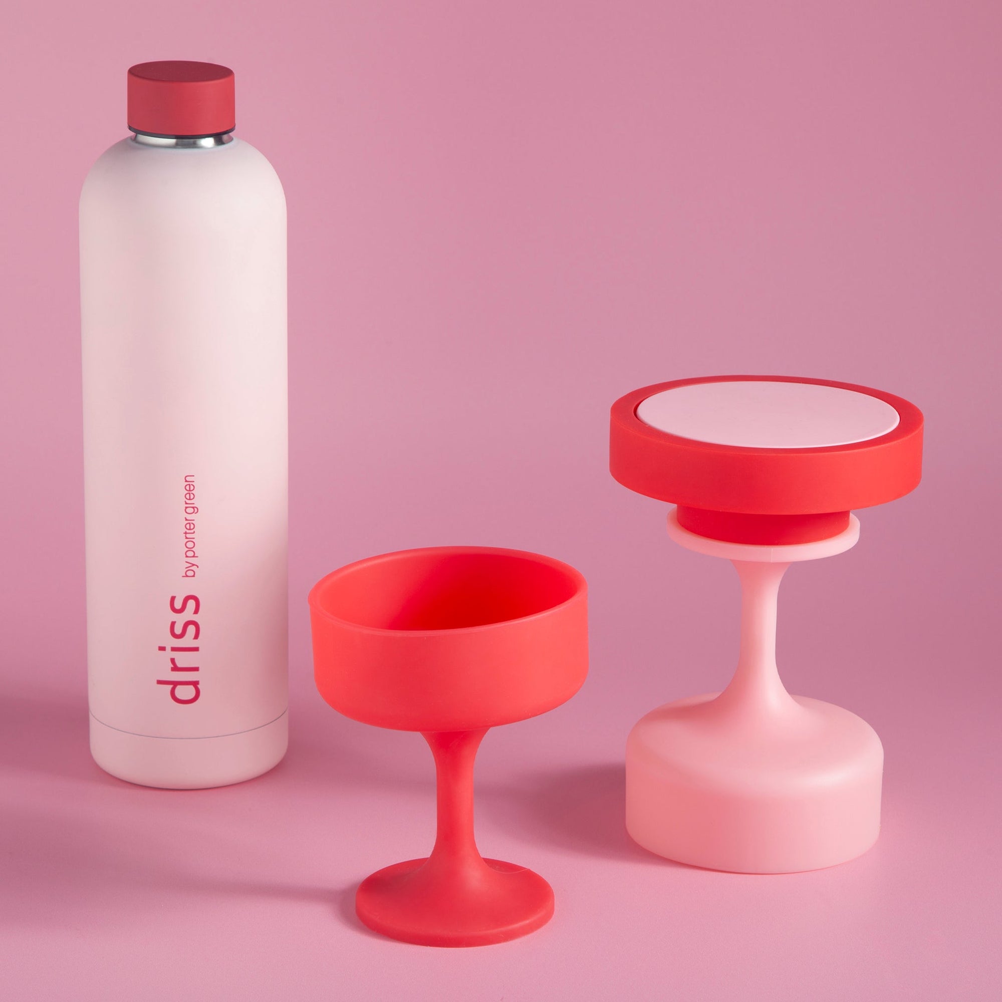 cherry + blush | mecc | silicone unbreakable cocktail glasses - porter green | style + sustainability