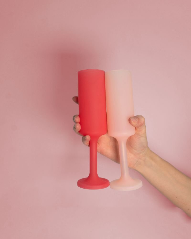cherry + blush | seff | silicone unbreakable champagne flute - porter green | style + sustainability