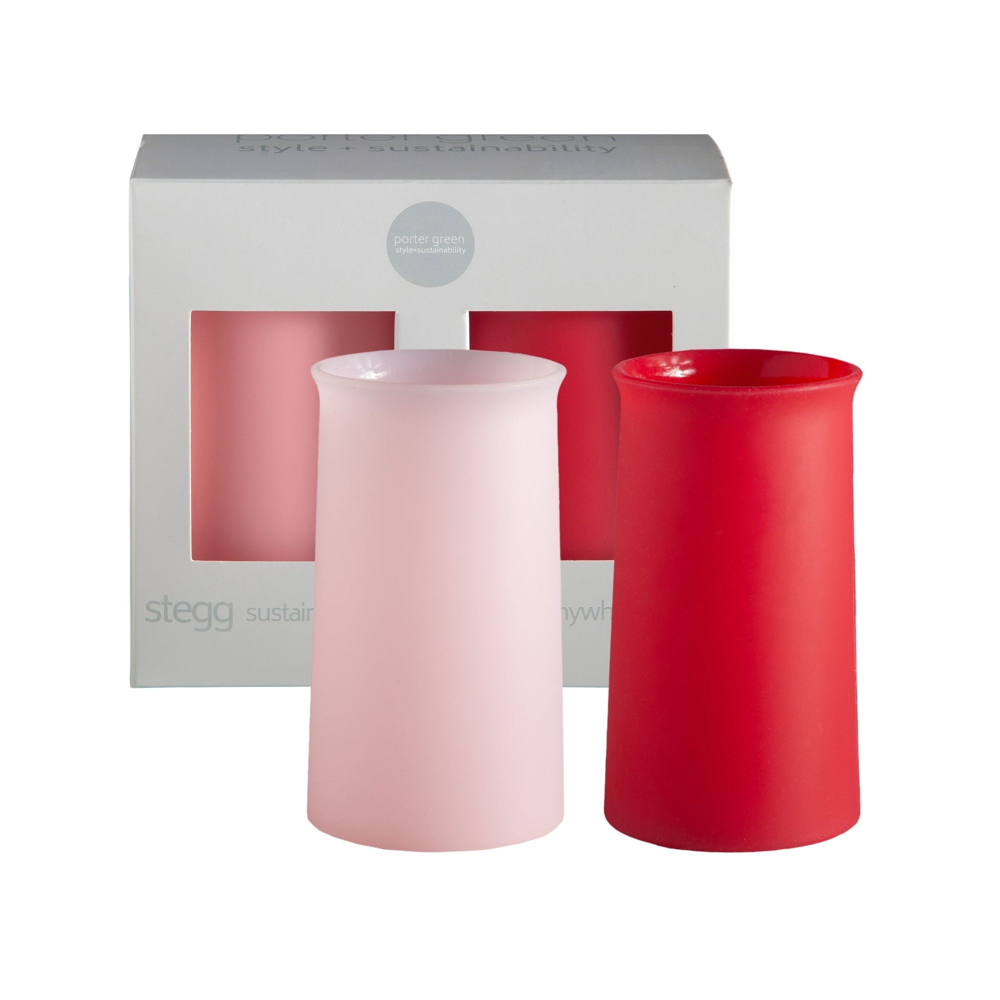 cherry + blush | stegg | silicone unbreakable highball glasses - porter green | style + sustainability
