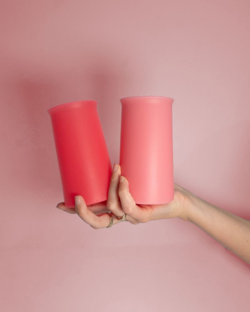 cherry + blush | stegg | silicone unbreakable highball glasses - porter green | style + sustainability