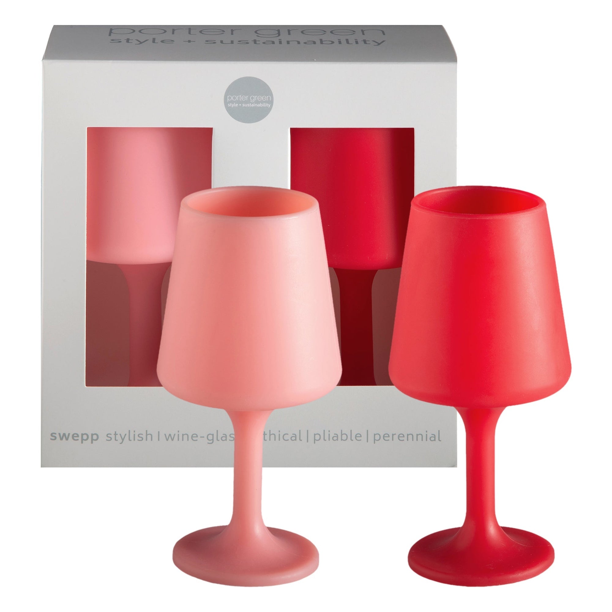 cherry + blush | swepp | silicone unbreakable wine glasses - porter green | style + sustainability