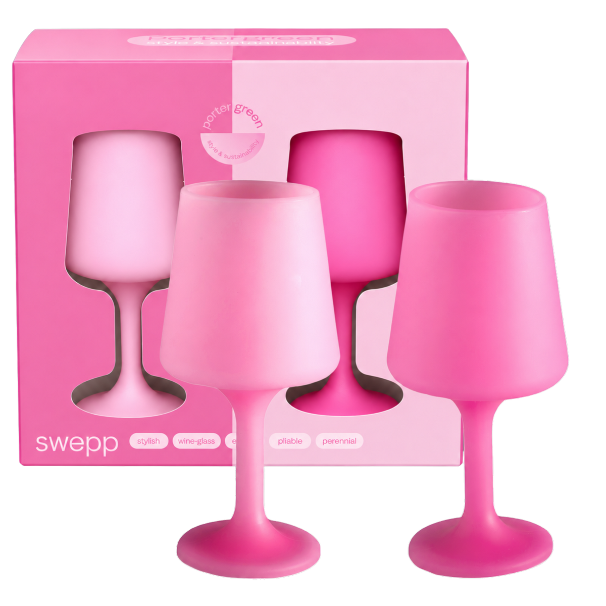 petalo | swepp | silicone unbreakable wine glasses - porter green | style + sustainability