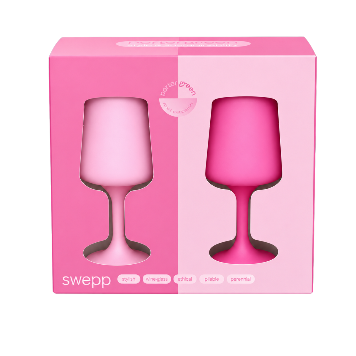 petalo | swepp | silicone unbreakable wine glasses - porter green | style + sustainability