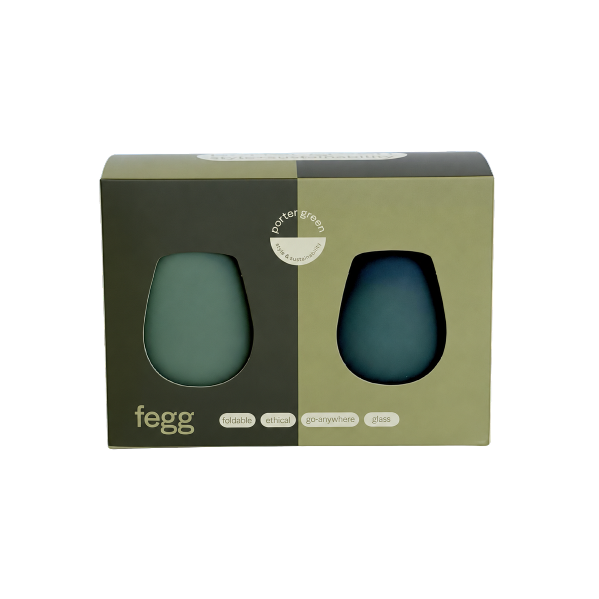 sage + olive | fegg | silicone unbreakable glasses - porter green | style + sustainability