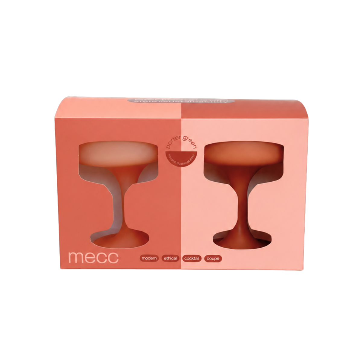 terra + peach | mecc | unbreakable silicone cocktail coupes | porter green, coupe cocktail glass, coupe glass, coloured cocktail glasses, unbreakable cocktail glasses, cocktail glasses australia