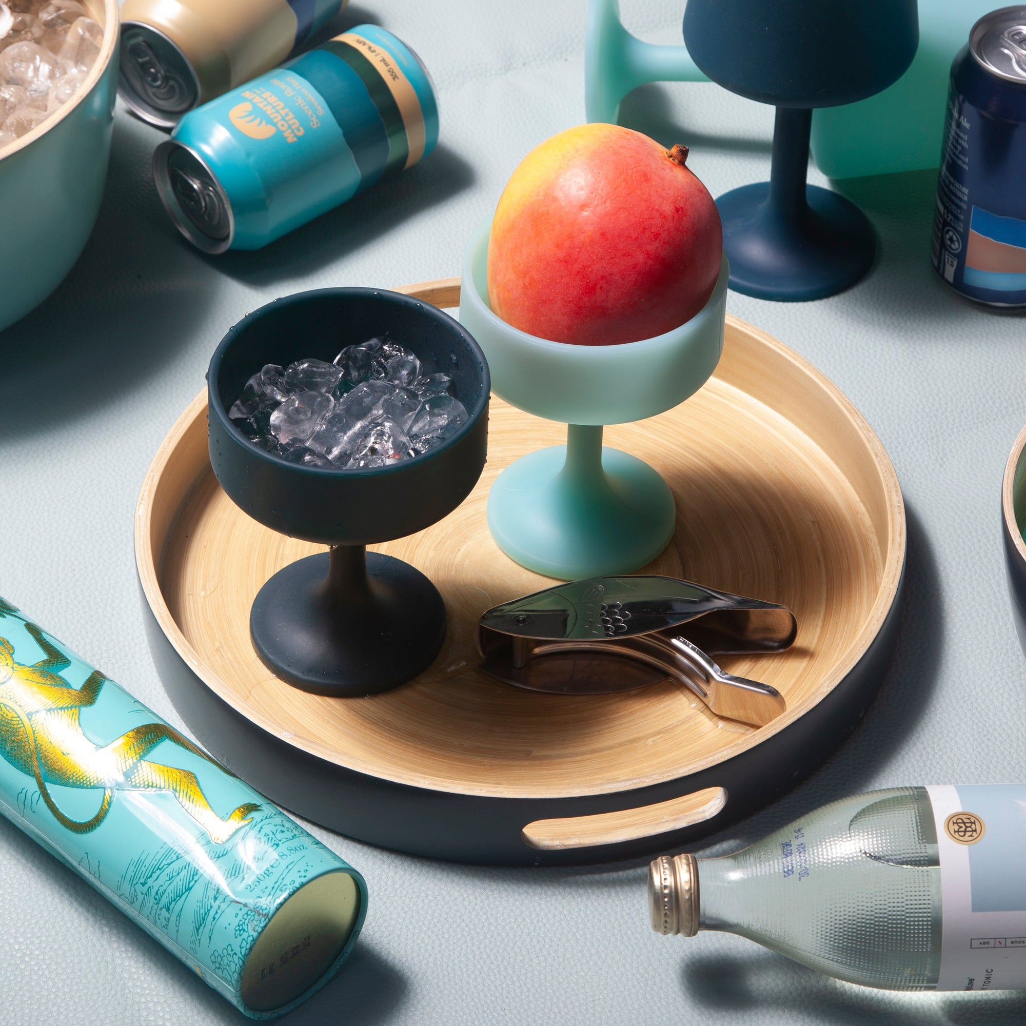 mist + ink | mecc | silicone unbreakable cocktail glasses - porter green | style + sustainability