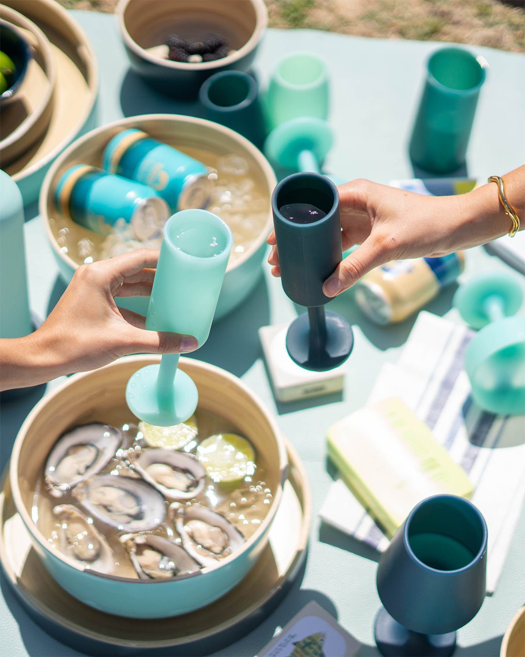 mist + ink | seff | silicone unbreakable champagne flute - porter green | style + sustainability