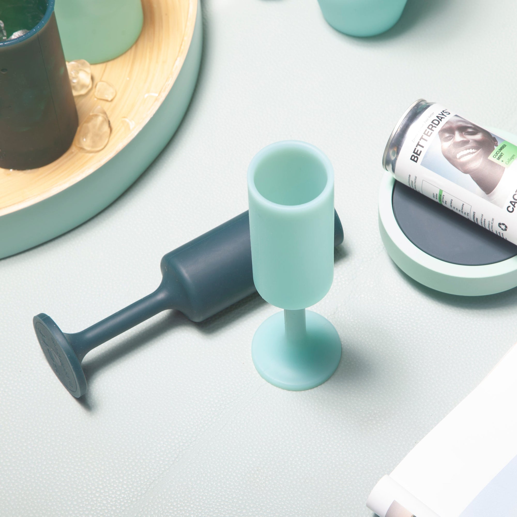 mist + ink | seff | silicone unbreakable champagne flute - porter green | style + sustainability