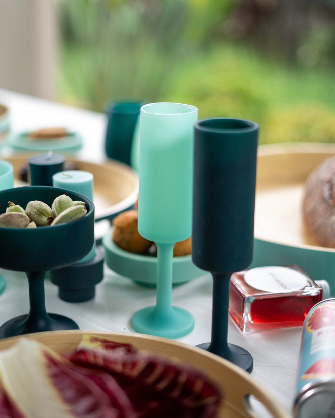 mist + ink | seff | silicone unbreakable champagne flute - porter green | style + sustainability