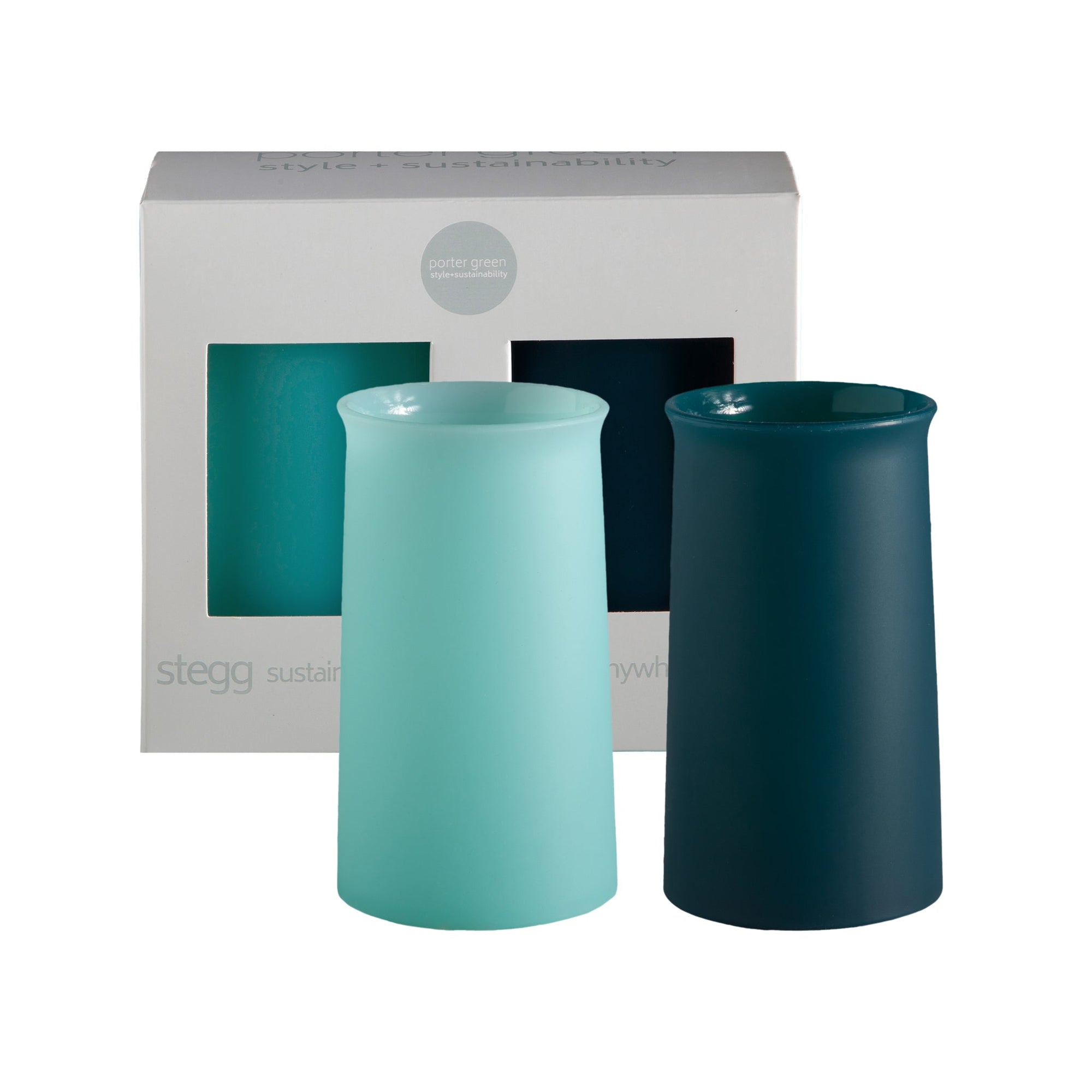 mist + ink | stegg | silicone unbreakable highball glasses - porter green | style + sustainability