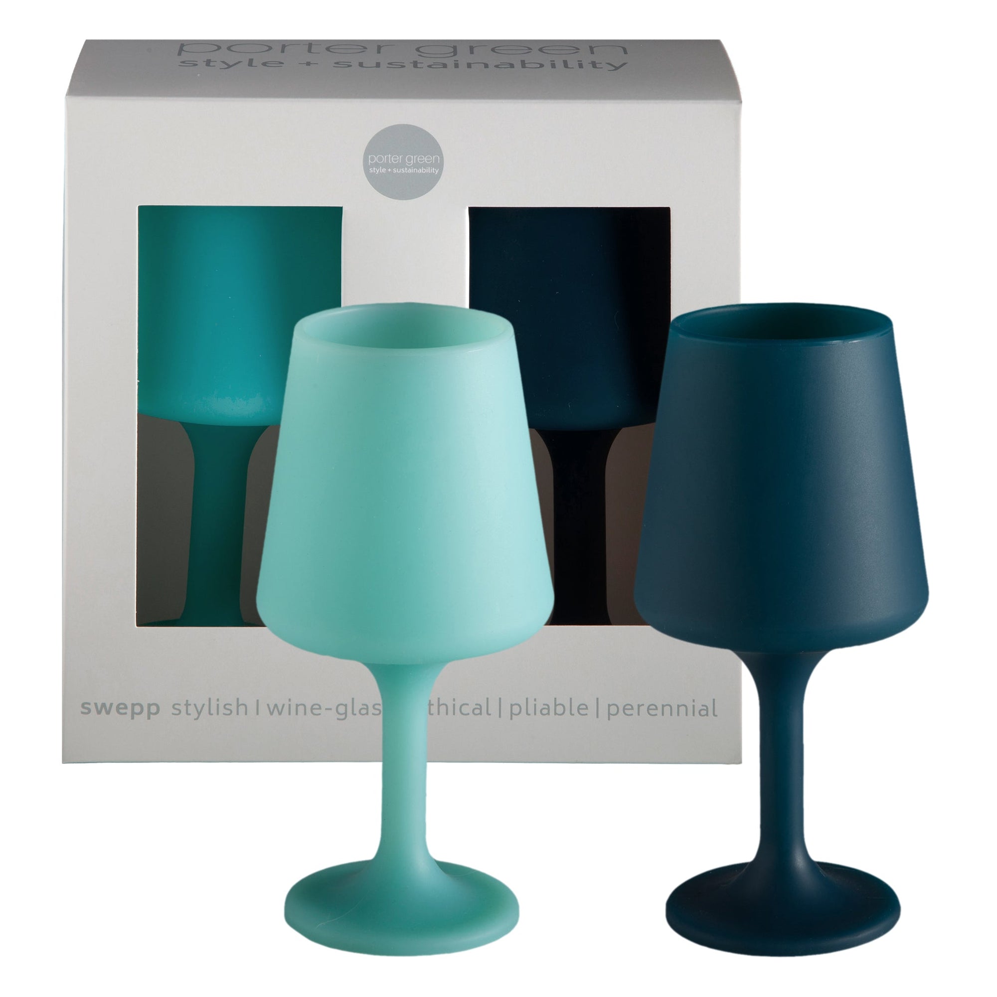 mist + ink | swepp | silicone unbreakable wine glasses - porter green | style + sustainability