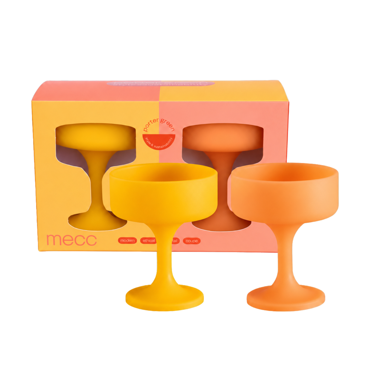 buttermilk + cantaloupe | mecc | unbreakable silicone cocktail coupes | porter green | style + sustainability