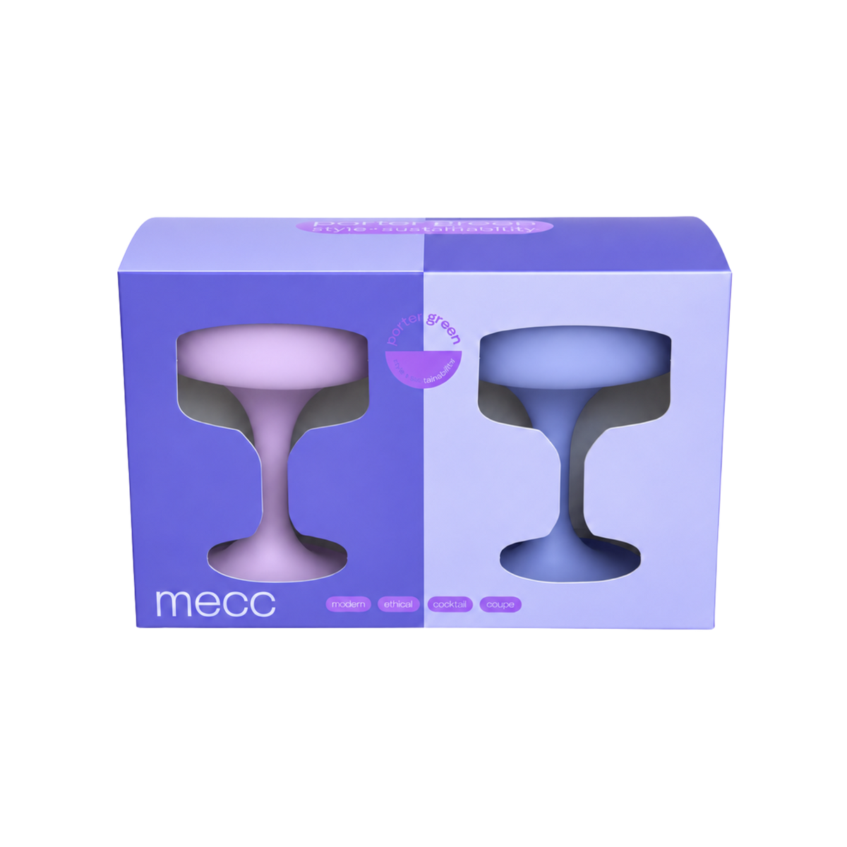tanzanite + amethyst | mecc | unbreakable silicone cocktail coupes | porter green | style + sustainability