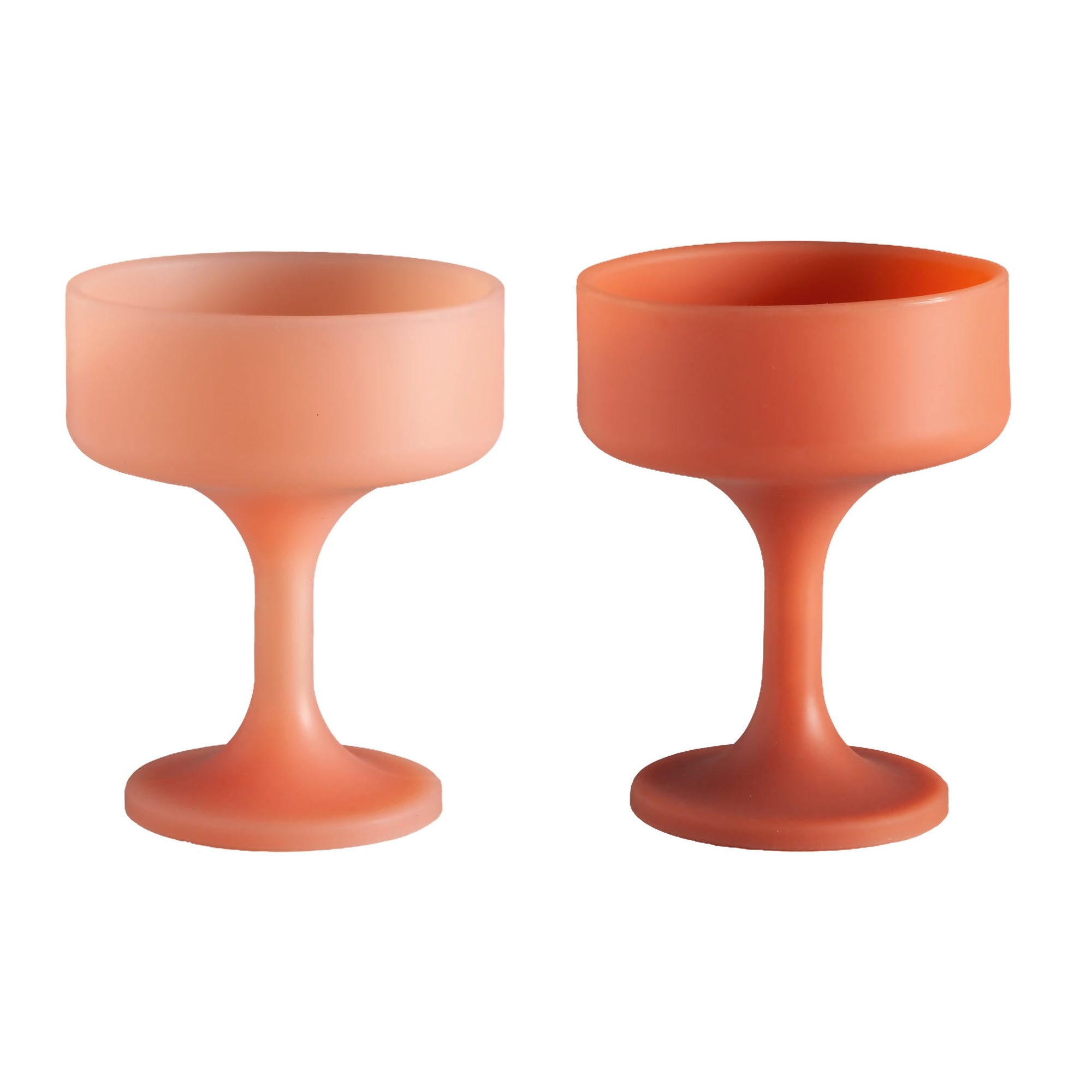 terra + peach | mecc | unbreakable silicone cocktail coupes | porter green, coupe cocktail glass, coupe glass, coloured cocktail glasses, unbreakable cocktail glasses, cocktail glasses australia