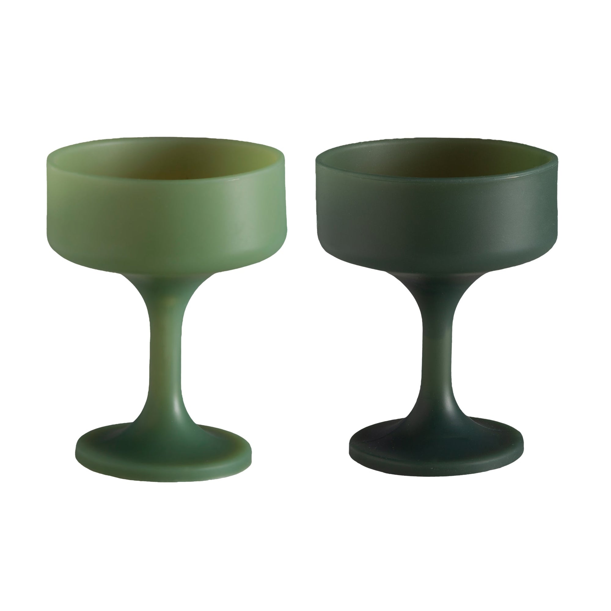 sage + olive | mecc | unbreakable silicone cocktail coupes | porter green, coupe cocktail glass, coupe glass, coloured cocktail glasses, unbreakable cocktail glasses, cocktail glasses australia