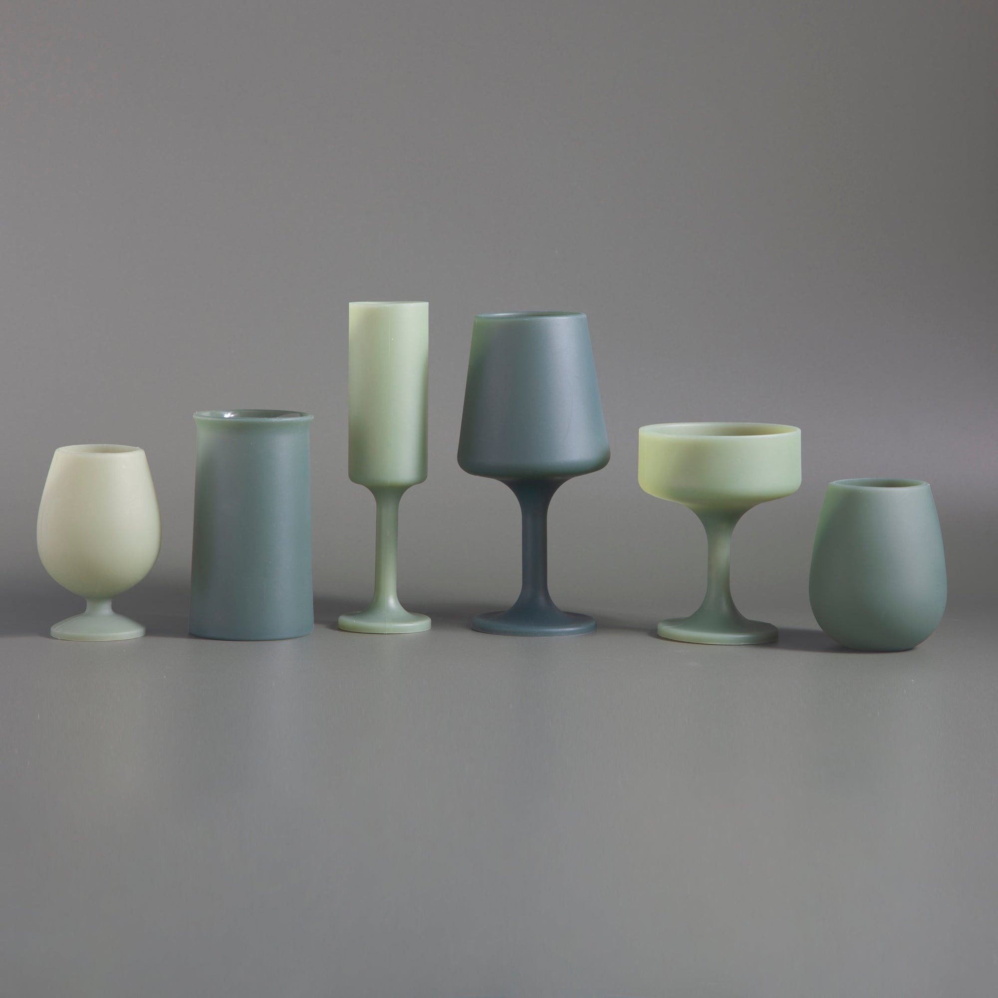 sage + olive | mecc | silicone unbreakable cocktail glasses - porter green | style + sustainability