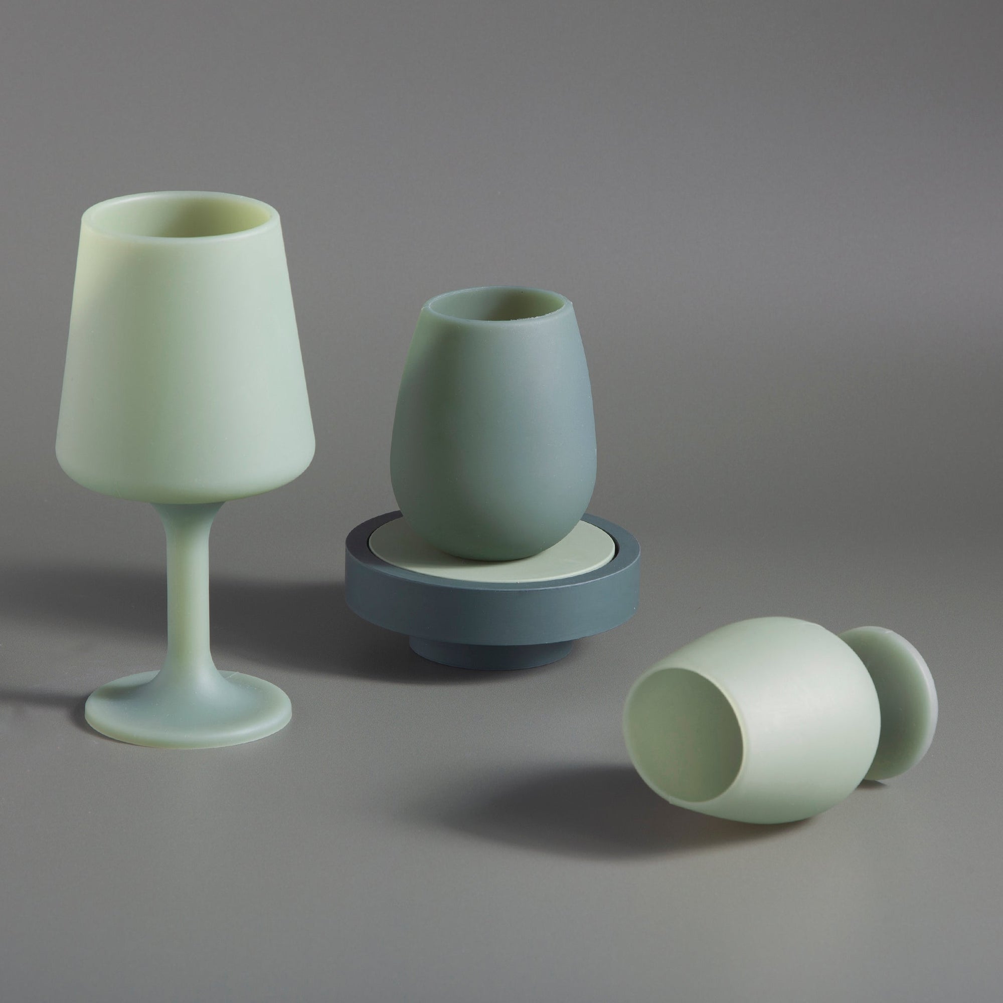 sage + olive | swepp | silicone unbreakable wine glasses - porter green | style + sustainability