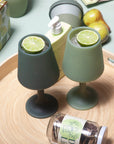 sage + olive | swepp | silicone unbreakable wine glasses - porter green | style + sustainability