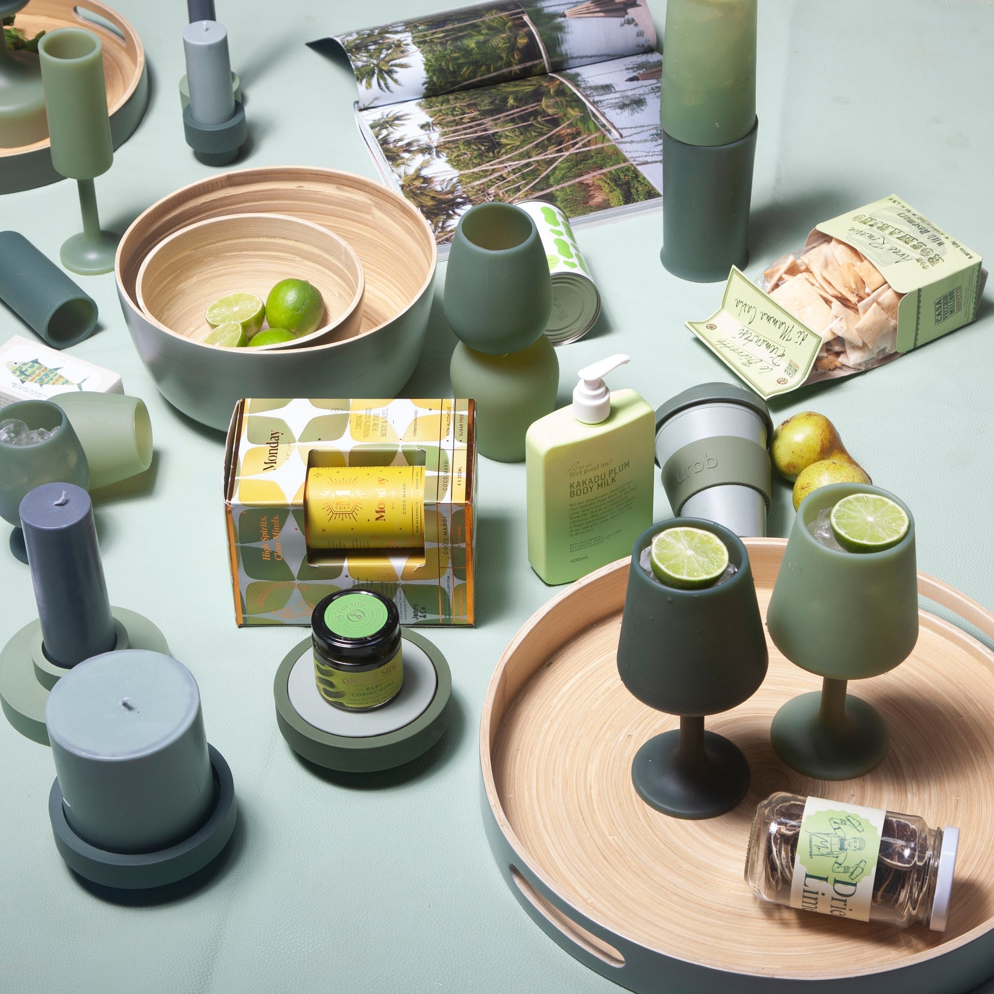 sage + olive | swepp | silicone unbreakable wine glasses - porter green | style + sustainability