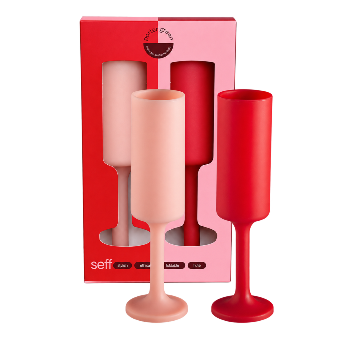 cherry + blush | seff | unbreakable silicone champagne flute | porter green, champagne flutes, unbreakable champagne flutes, champagne flute glasses, coloured champagne glasses, champagne flutes australia
