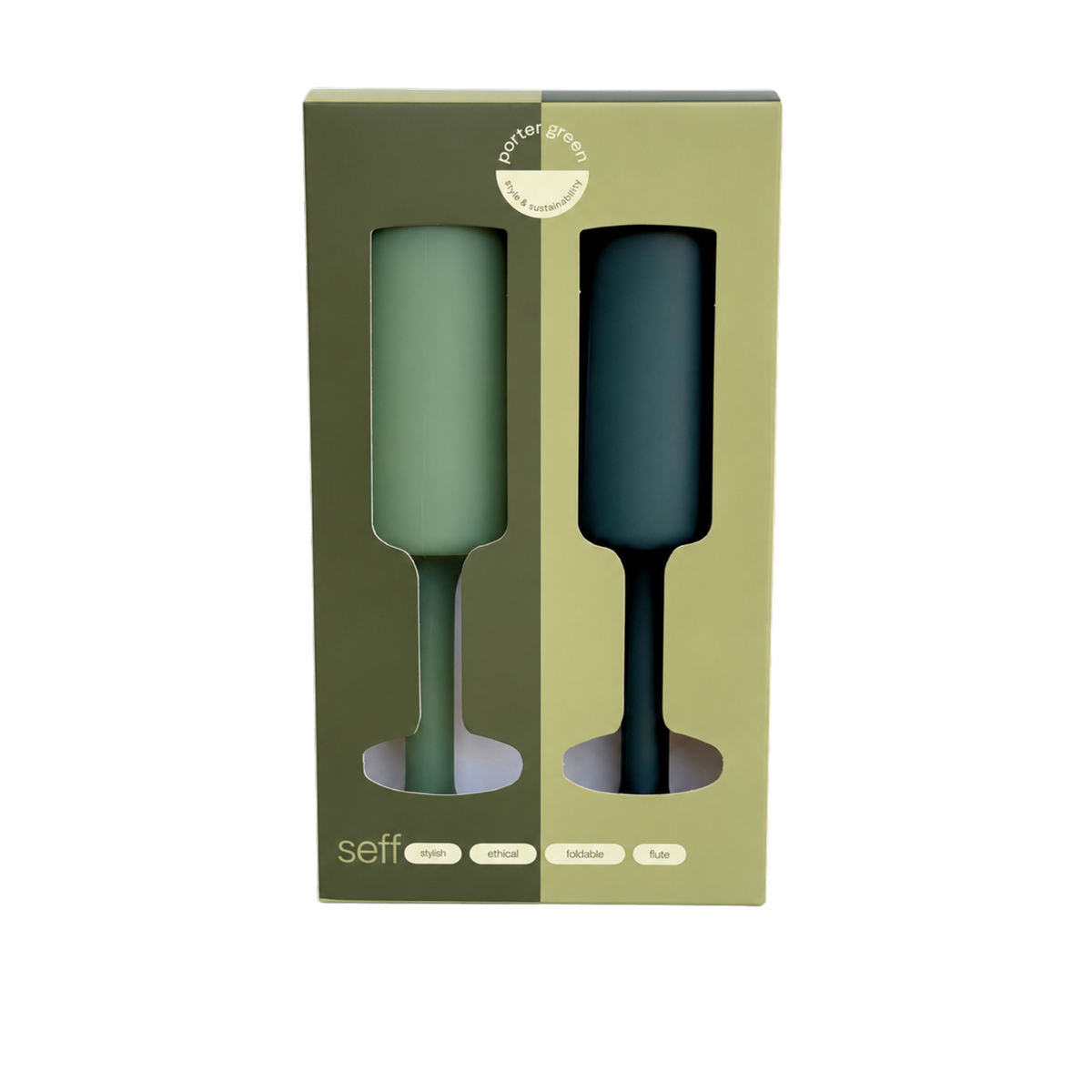 sage + olive | seff | unbreakable silicone champagne flute | porter green, champagne flutes, unbreakable champagne flutes, champagne flute glasses, coloured champagne glasses, champagne flutes australia