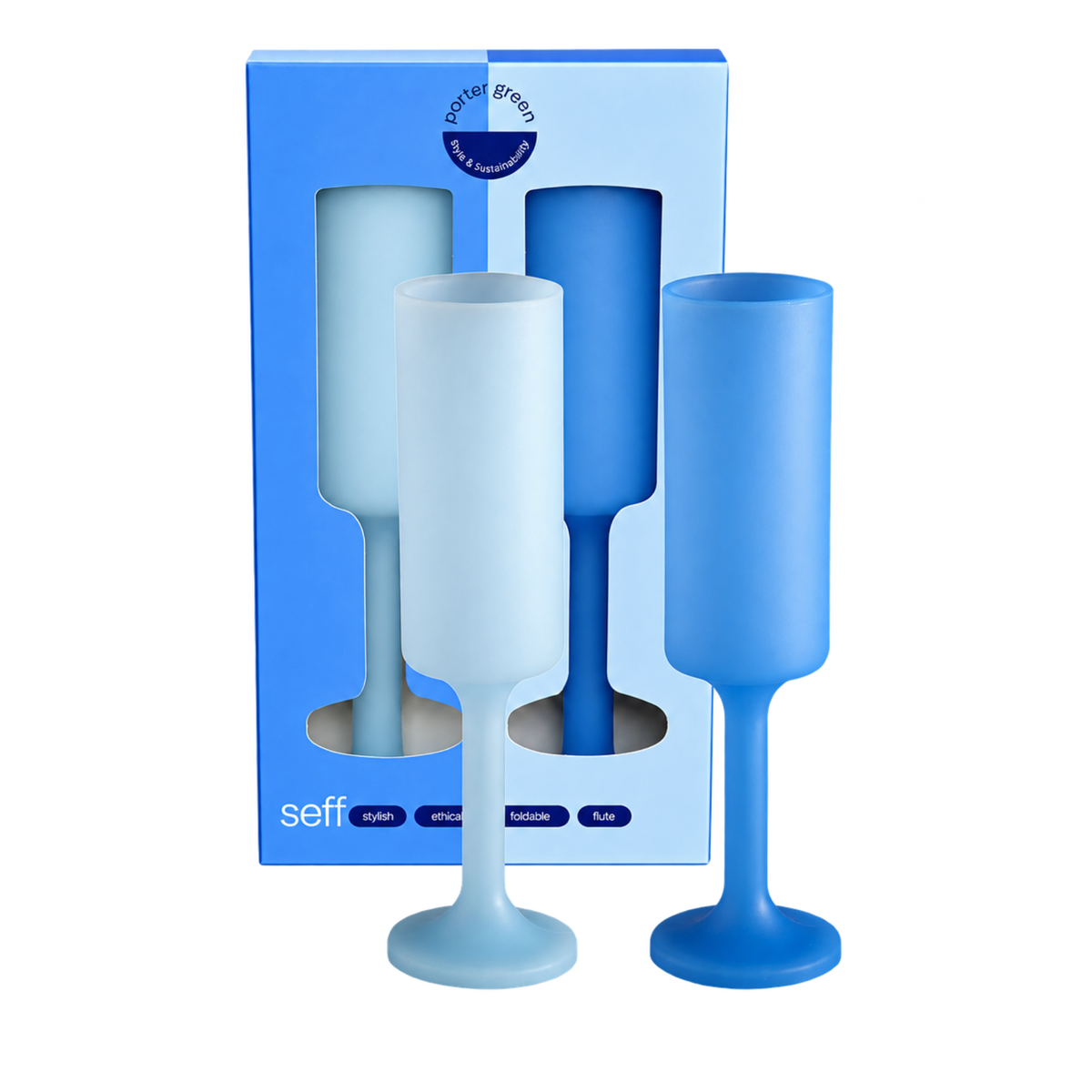 sky + kingfisher | seff | unbreakable silicone champagne flute | porter green, champagne flutes, unbreakable champagne flutes, champagne flute glasses, coloured champagne glasses, champagne flutes australia