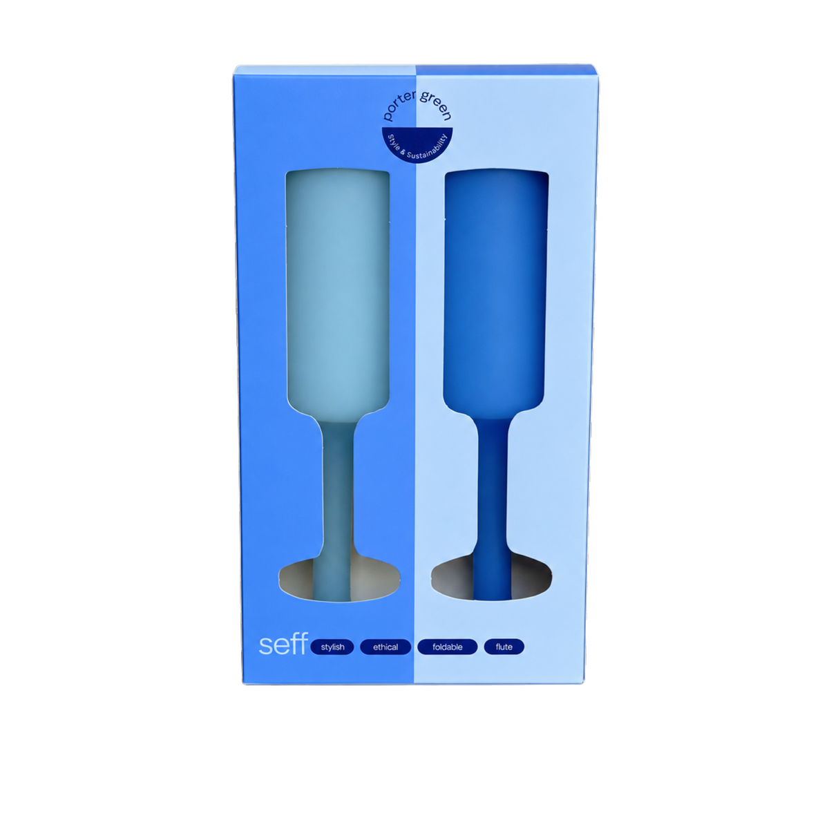 sky + kingfisher | seff | unbreakable silicone champagne flute | porter green, champagne flutes, unbreakable champagne flutes, champagne flute glasses, coloured champagne glasses, champagne flutes australia