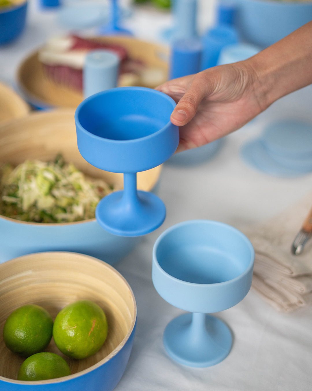 sky + kingfisher | mecc | silicone unbreakable cocktail glasses - porter green | style + sustainability