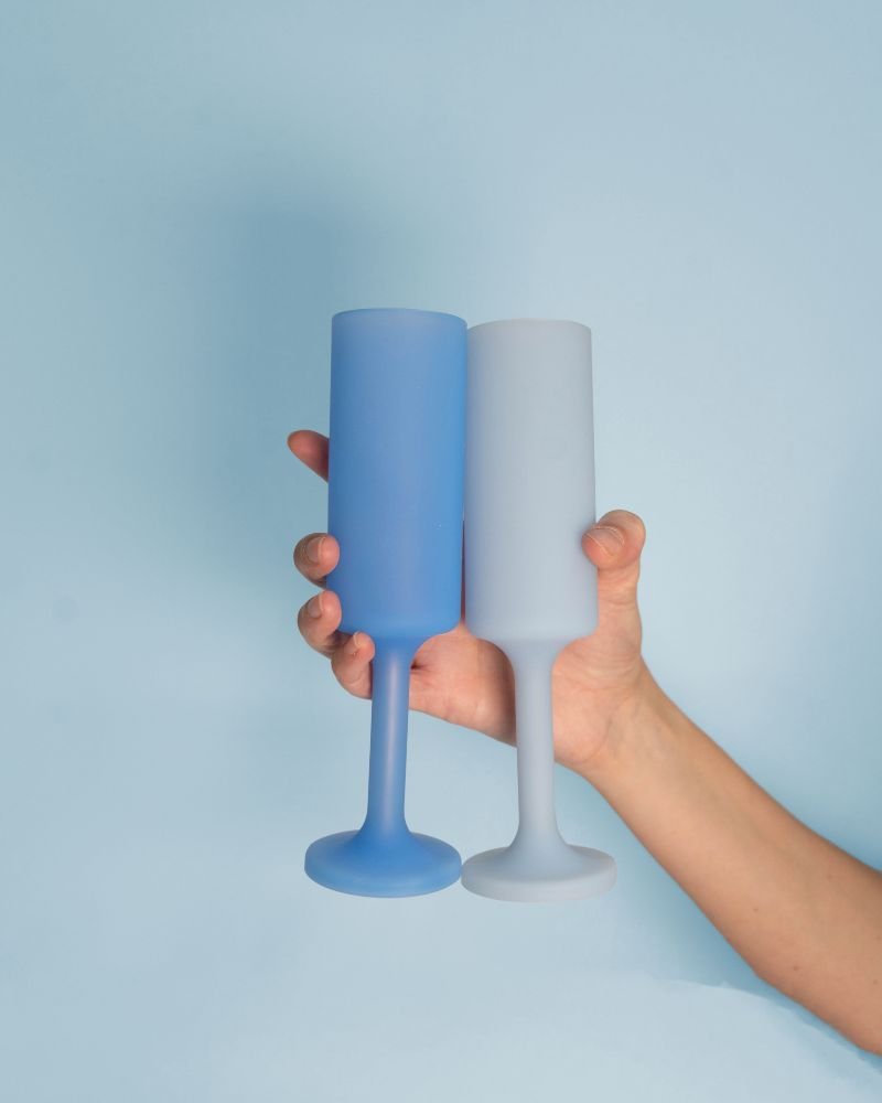 sky + kingfisher | seff | silicone unbreakable champagne flute - porter green | style + sustainability