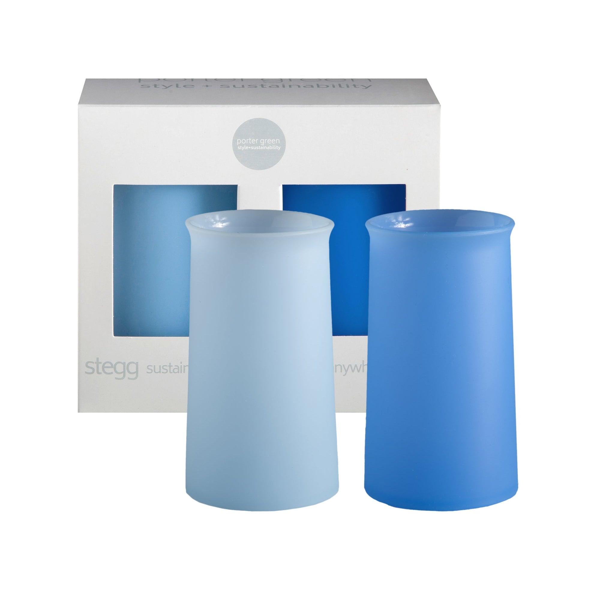 sky + kingfisher | stegg | silicone unbreakable highball glasses - porter green | style + sustainability