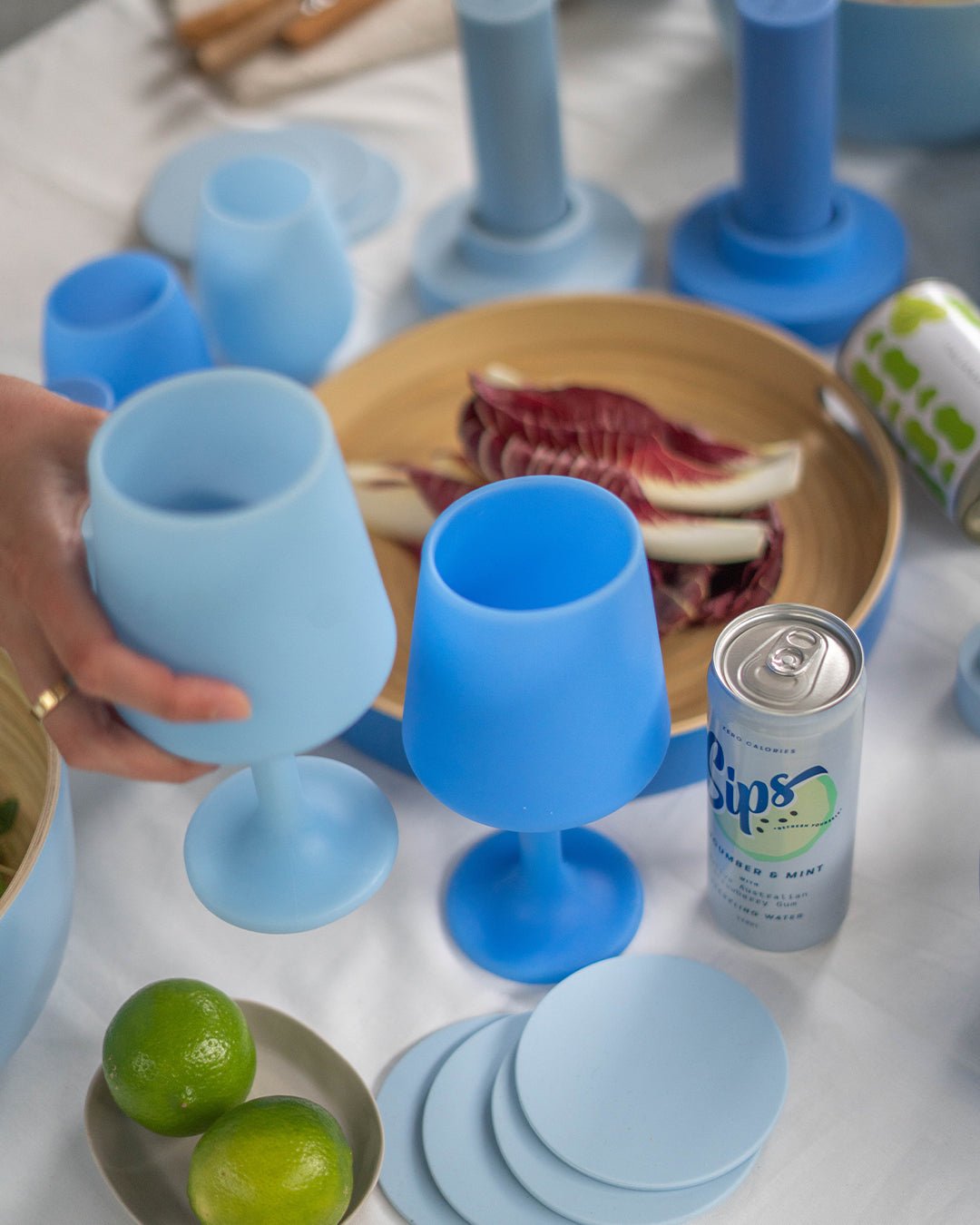 sky + kingfisher | swepp | silicone unbreakable wine glasses - porter green | style + sustainability