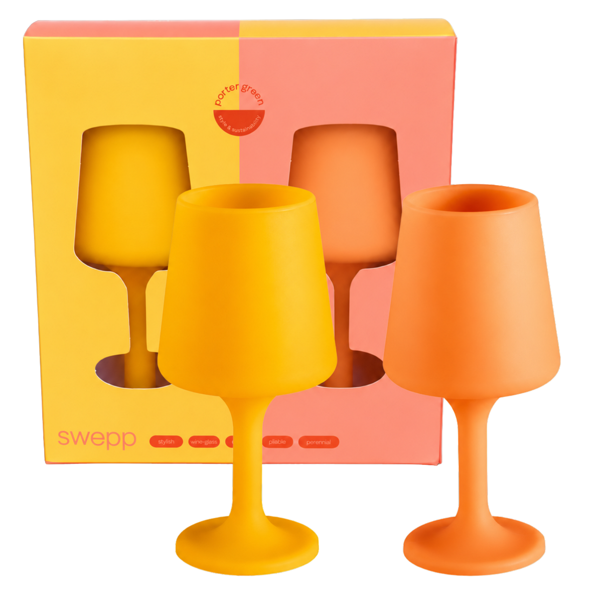 buttermilk + cantaloupe | swepp | silicone unbreakable wine glasses - porter green | style + sustainability