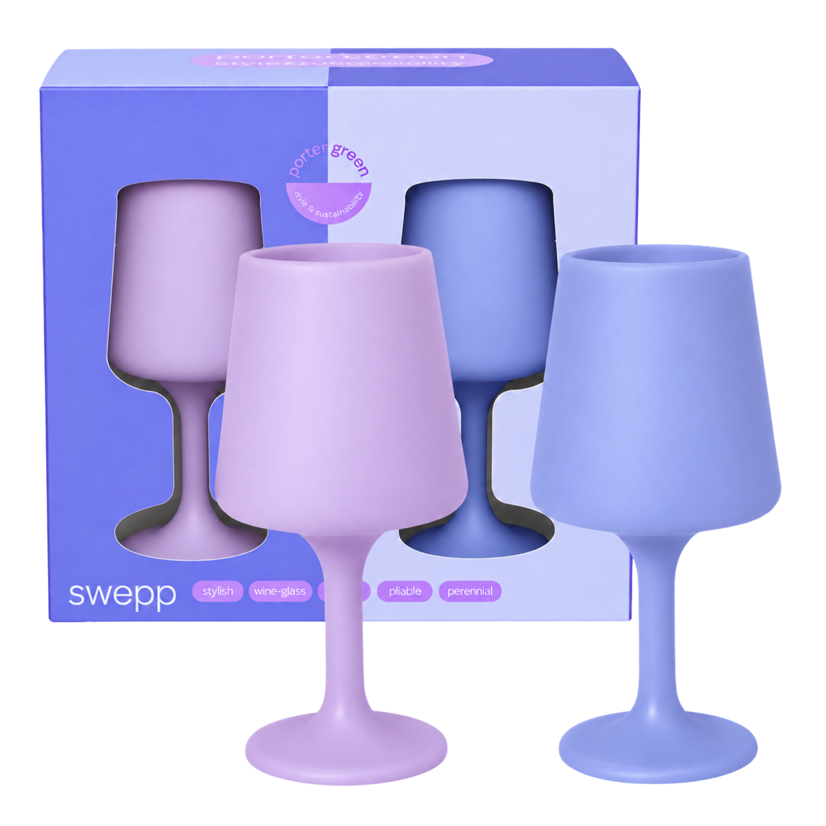 tanzanite + amethyst | swepp | silicone unbreakable wine glasses - porter green | style + sustainability