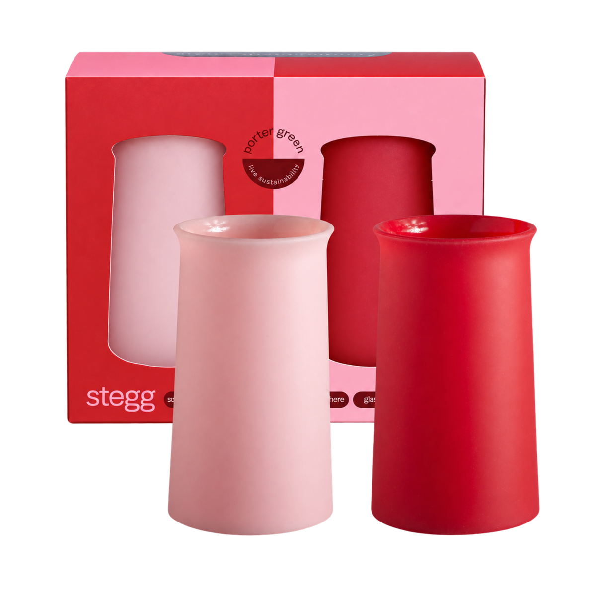 cherry + blush | stegg | silicone unbreakable highball glasses - porter green | style + sustainability