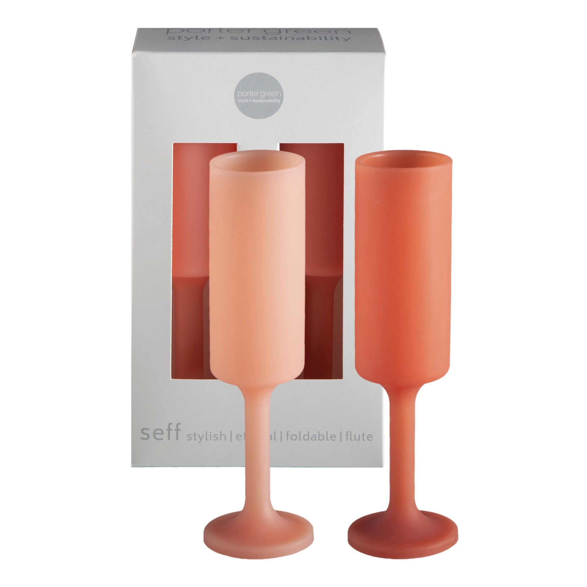terra + peach | seff | unbreakable silicone champagne flute | porter green, champagne flutes, unbreakable champagne flutes, champagne flute glasses, coloured champagne glasses, champagne flutes australia