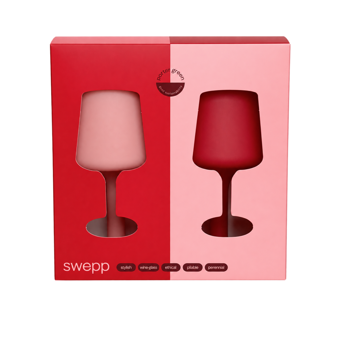 cherry + blush | swepp | silicone unbreakable wine glasses - porter green | style + sustainability