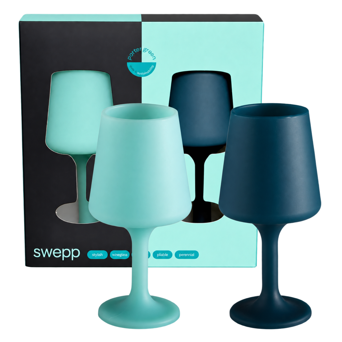 mist + ink | swepp | silicone unbreakable wine glasses - porter green | style + sustainability