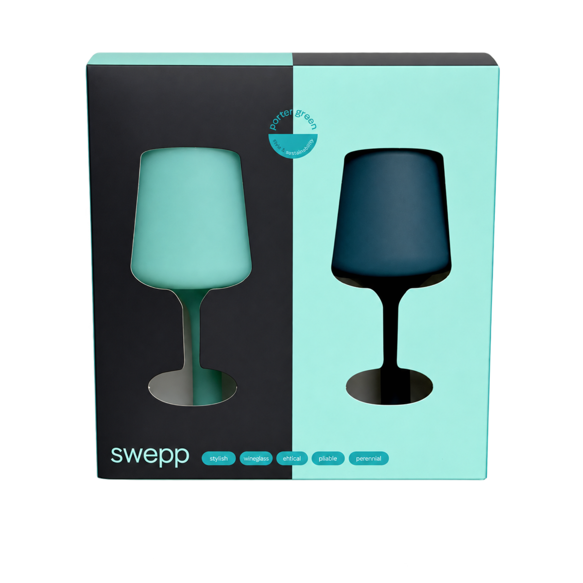 mist + ink | swepp | silicone unbreakable wine glasses - porter green | style + sustainability