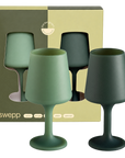 mist + ink | swepp | silicone unbreakable wine glasses - porter green | style + sustainability