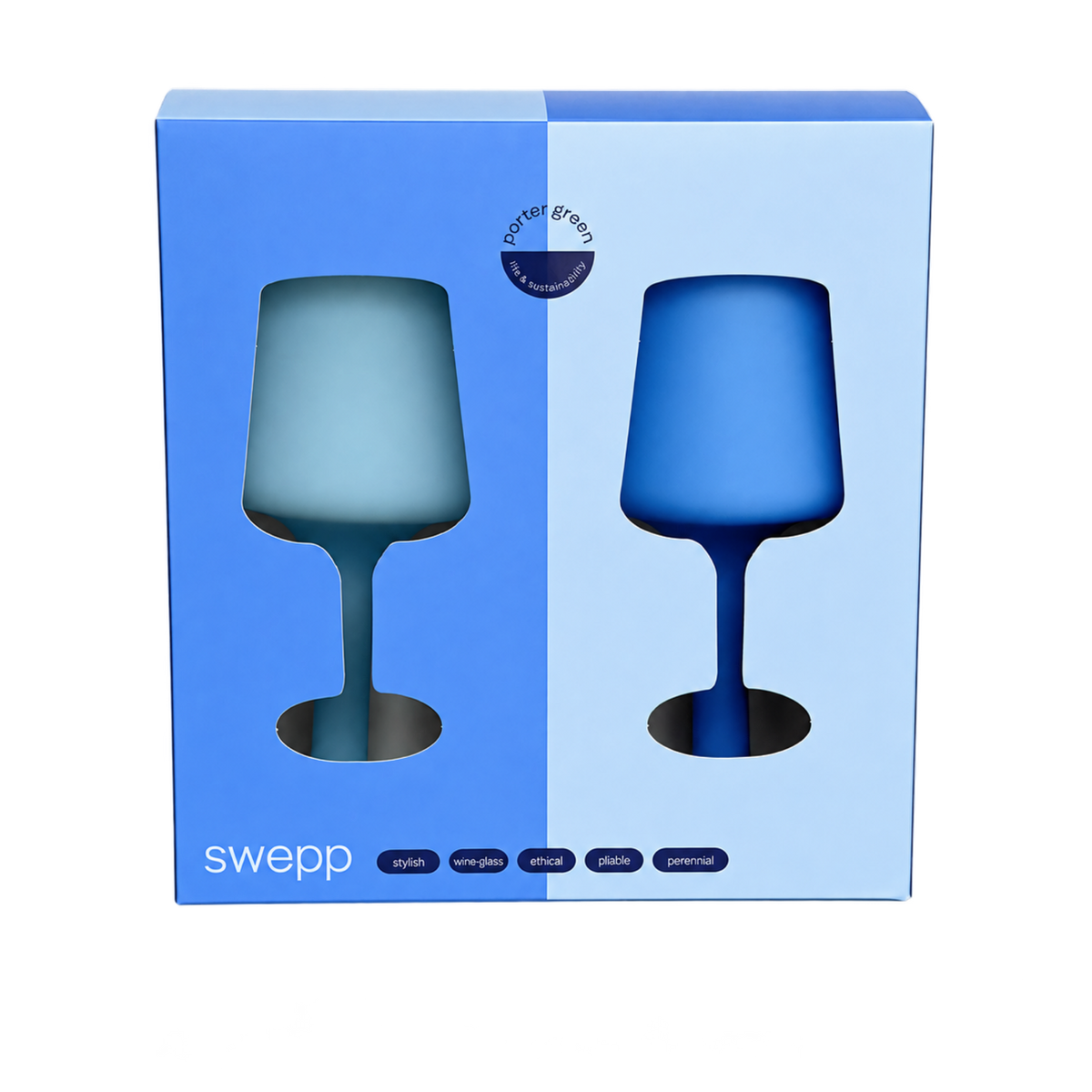 sky + kingfisher | swepp | silicone unbreakable wine glasses - porter green | style + sustainability
