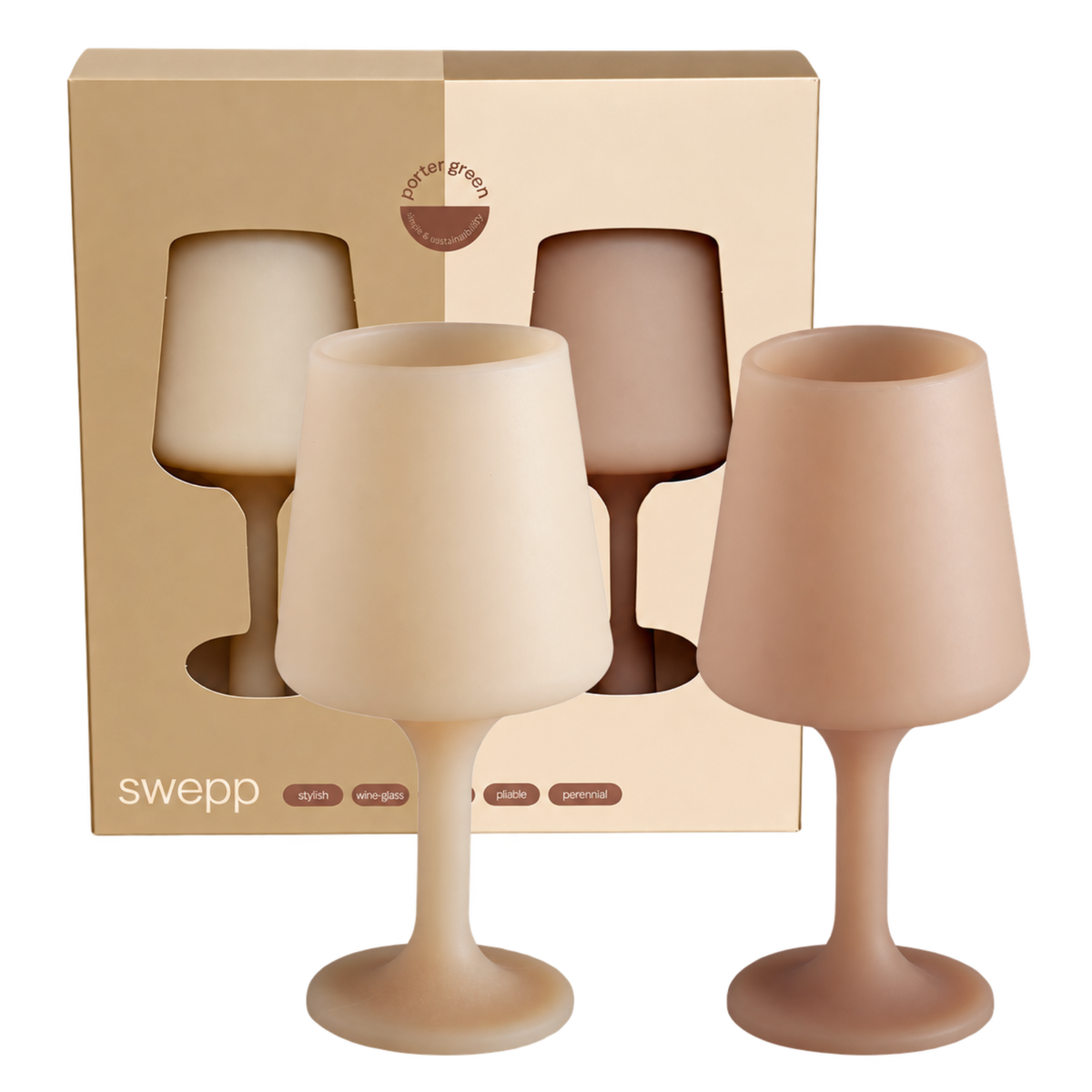wheat + oat | swepp | silicone unbreakable wine glasses - porter green | style + sustainability