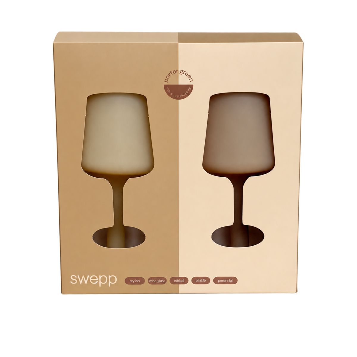 wheat + oat | swepp | silicone unbreakable wine glasses - porter green | style + sustainability