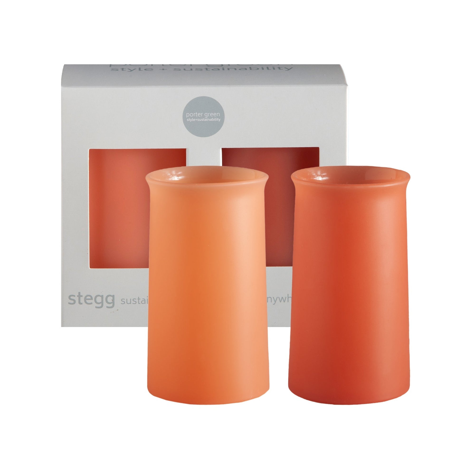 terra + peach | stegg | silicone unbreakable highball glasses - porter green | style + sustainability