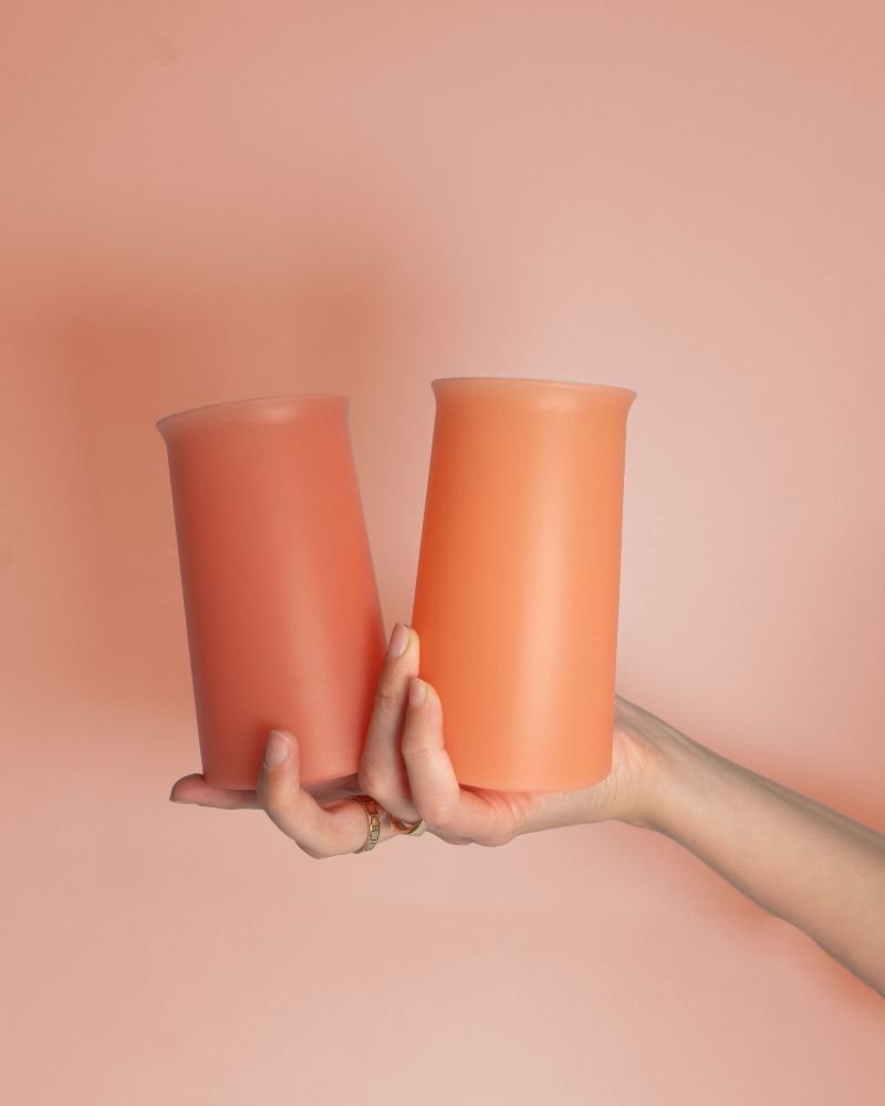 terra + peach | stegg | silicone unbreakable highball glasses - porter green | style + sustainability