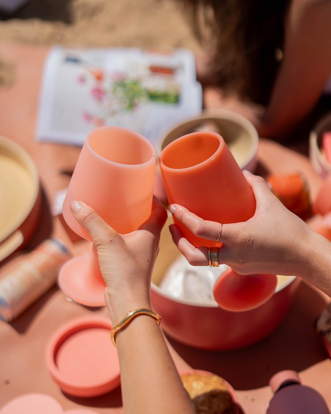 terra + peach | swepp | silicone unbreakable wine glasses - porter green | style + sustainability