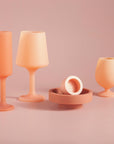 terra + peach | swepp | silicone unbreakable wine glasses - porter green | style + sustainability