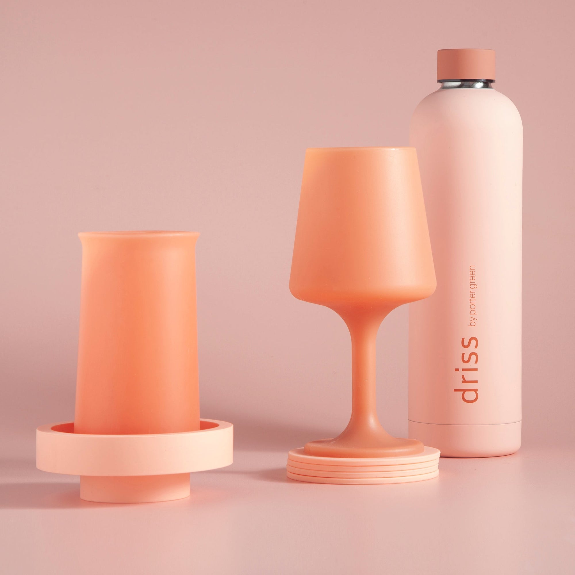 terra + peach | swepp | silicone unbreakable wine glasses - porter green | style + sustainability