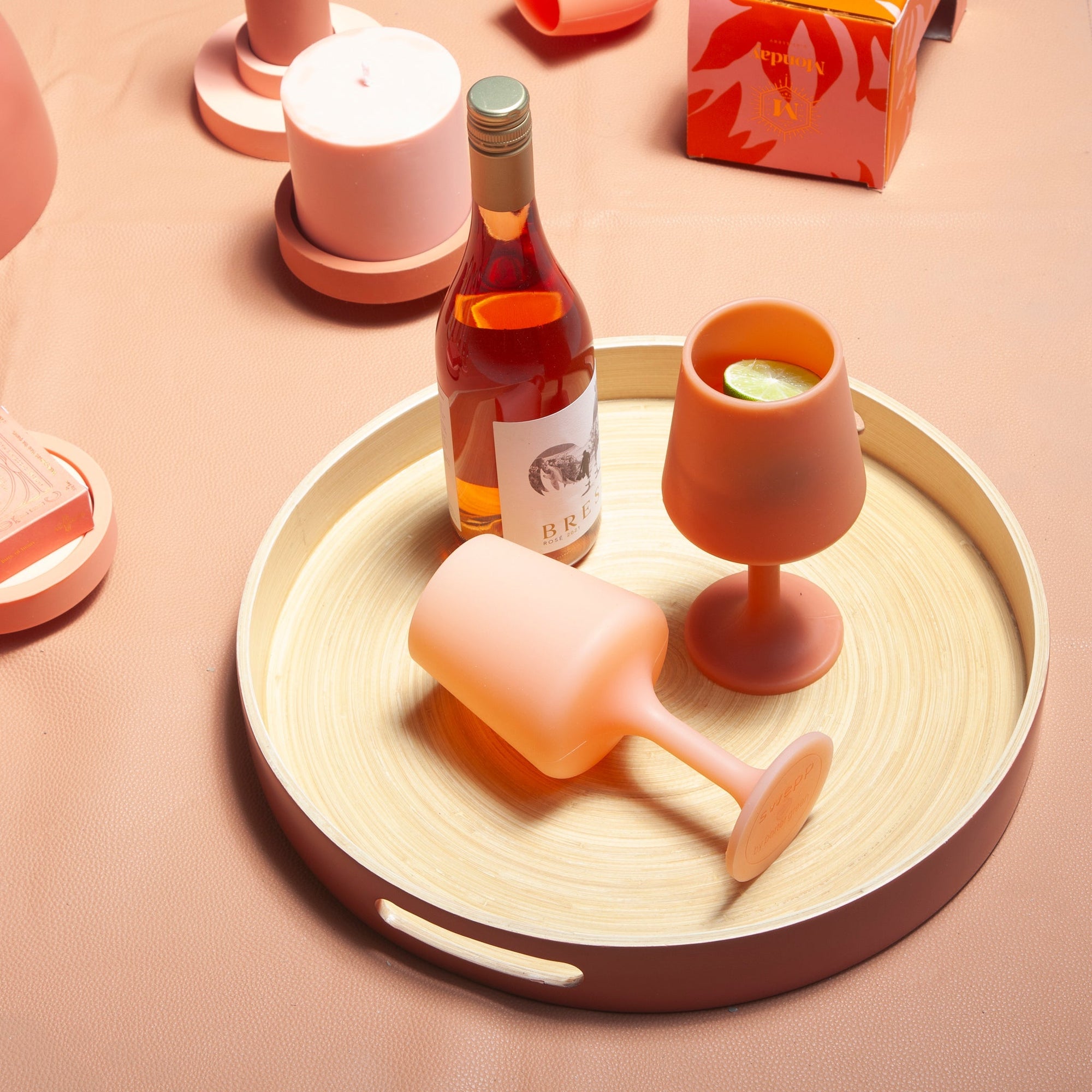 terra + peach | swepp | silicone unbreakable wine glasses - porter green | style + sustainability