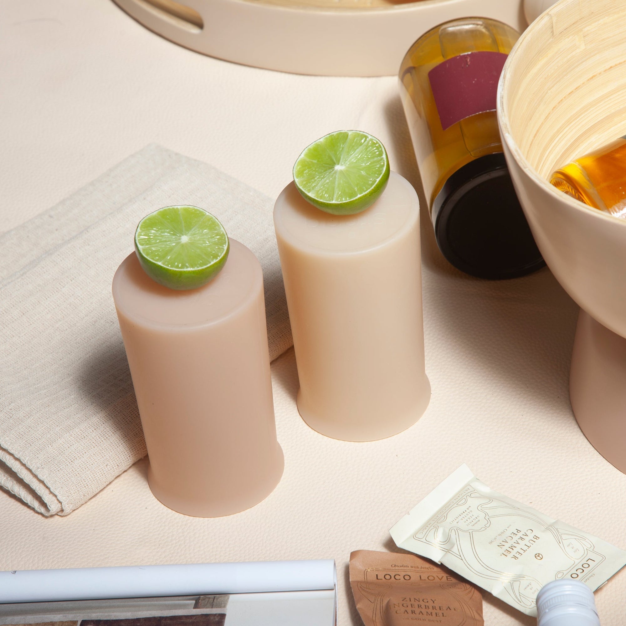 wheat + oat | stegg | silicone unbreakable highball glasses - porter green | style + sustainability